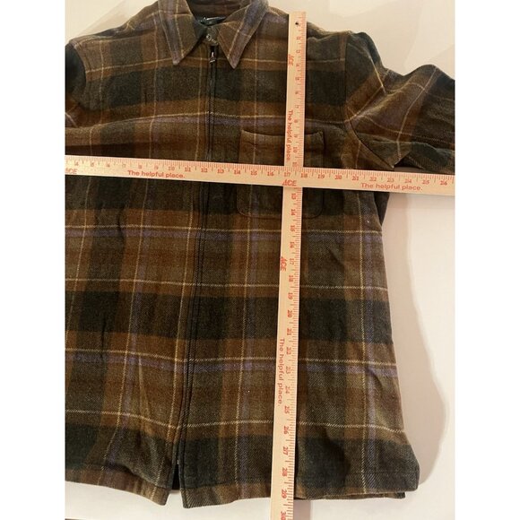 Lauren Ralph Lauren Vintage 90s brown hunting plaid wool shacket 1X gorpcore - Picture 7 of 10